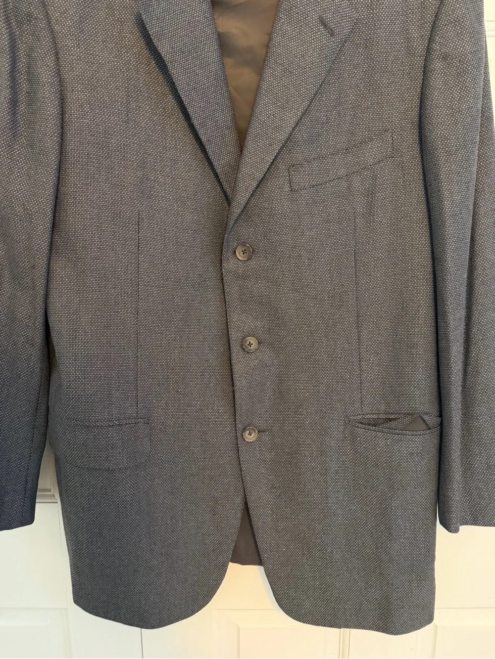 Ermenegildo‎ Zegna Silk Wool Sport Coat Blazer Gray Blue Textured 44R 46R Italy